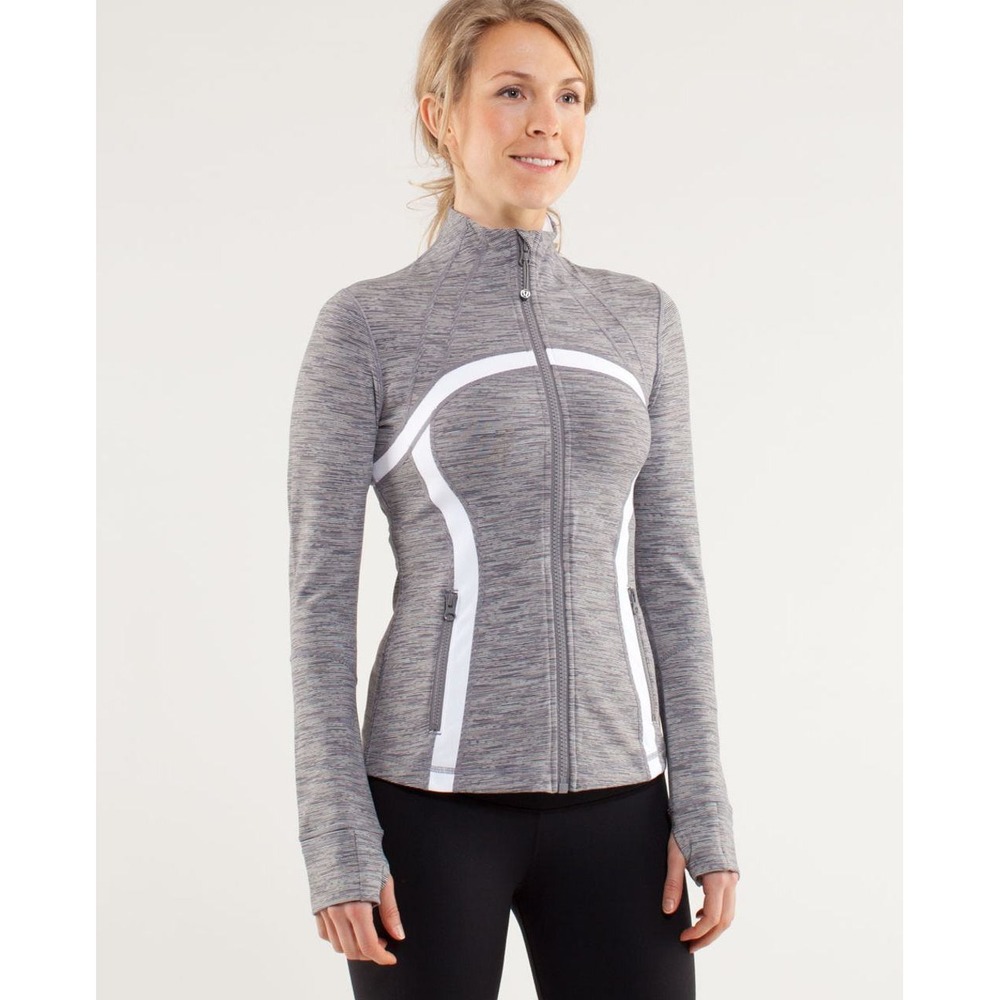 Lululemon Women Define Jacket Wee Are From Space Coal Fossil Pin Stripe White 8